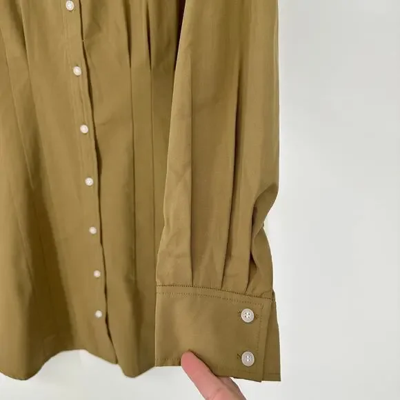 WAYF Libby Khaki Shirt Dress Button Front Long Sleeve New Womens XL - Picture 7 of 9